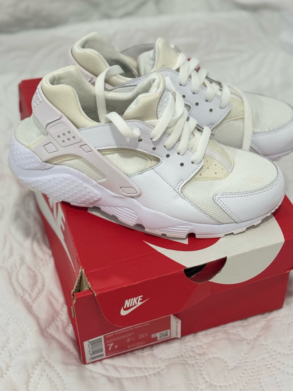 Nike Kids White and Pale Pink Trainer Sneakers